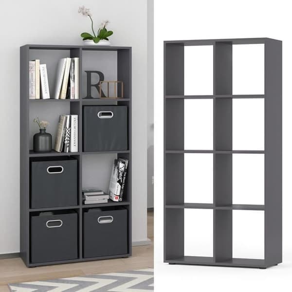 Vicco Room Divider Ståhylla Bokhylla 8 Fack Scutum Grey Höghylla