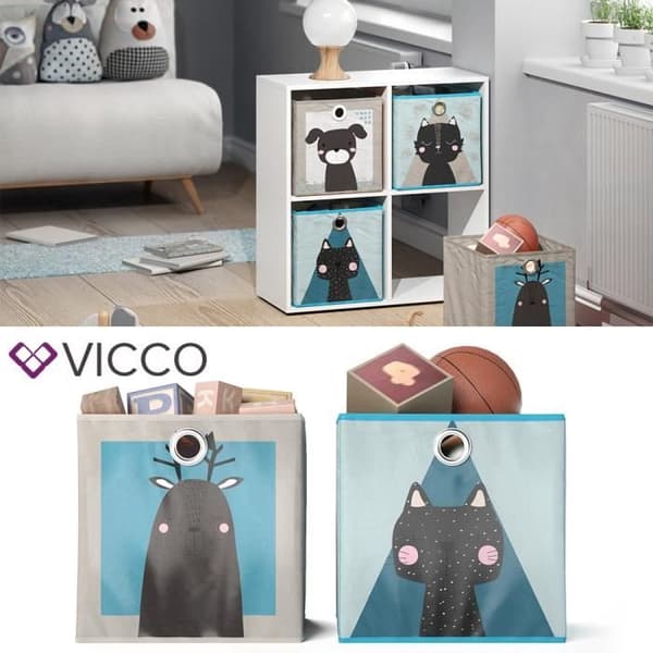 VICCO set med 2 hopfällbara lådor 30x30 cm hopfällbara låda för barn förvaringslåda korghylla 4251421933439