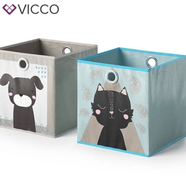 VICCO set med 2 hopfällbara lådor 30x30 cm hopfällbara låda för barn förvaringslåda korghylla 4251421933439