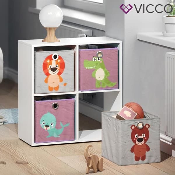 VICCO set med 2 hopfällbara lådor 30x30 cm hopfällbara låda för barn förvaringslåda korghylla 4251421933422