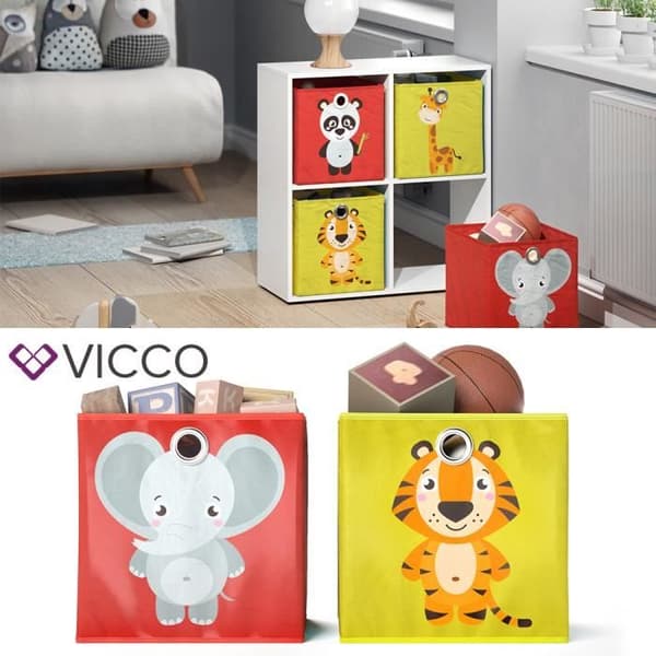VICCO set med 2 hopfällbara lådor 30x30 cm hopfällbara låda för barn förvaringslåda korghylla 4251421933415