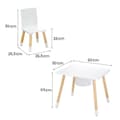 Miniatyrbild 3 av 6: ROBA Sittset - Vita trästolar och bord + förvaringsnät - 3 delar - ben i massivt trä