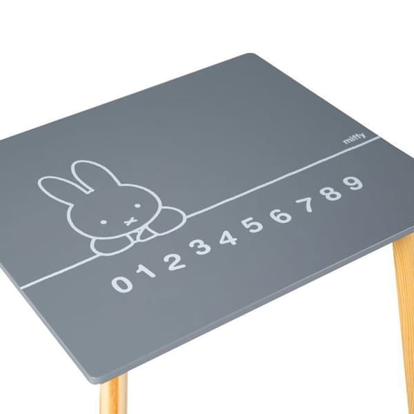 ROBA Bordsset + 2 barnstolar - miffy® - Kaninmönster - Lek- och lärbord - Grå / Vit