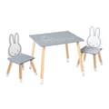 Miniatyrbild 1 av 6: ROBA Bordsset + 2 barnstolar - miffy® - Kaninmönster - Lek- och lärbord - Grå / Vit