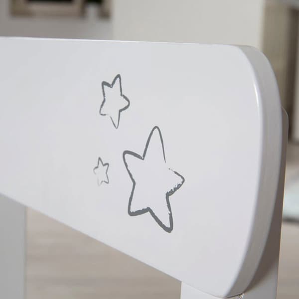 ROBA Barnbord + 2 stolar Set - Little Stars - Stjärnmönster - Lek- och lärbord - Vit