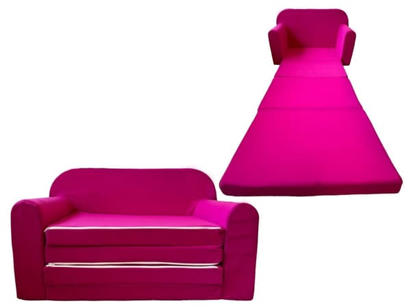 Multifunktionell Rosa Barnsoffa - Bekväm Bäddsoffa för Barnrum - 170x100cm