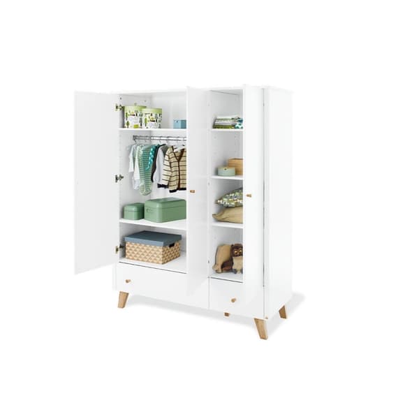 Rootz Nursery Set - Babymöbler - Barnrumsset - Mångsidig design - Säng 147x82x175cm, Omklädningsenhet 100x78/56x101cm, Garderob 145x56x185cm