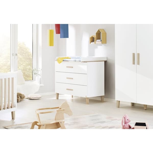 Rootz Lumi bred pusleenhed - Babykommode - Børnehave - Alsidigt design - 110 cm x 77 cm/56 cm x 101 cm, skiftehøjde 93 cm