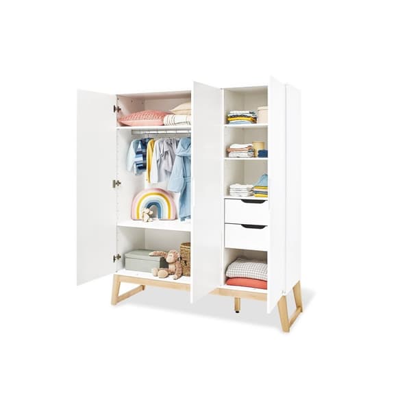 Rootz Nursery 'Bridge' Sæt - Babymøbler - Spædbørnssæt - Finish af høj kvalitet - Tremmeseng 150x76x94cm, Pusleenhed 120x77x101cm, Garderobe 156x52x18