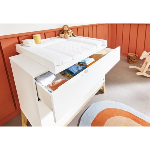 Rootz Nursery Bridge 3-osainen setti - Pinnasänky, Vaihtolaatikko, Vaatekaappi - Monipuolinen muotoilu - Kestävä MDF, saarni - Pinnasänky: 150x76x94 c