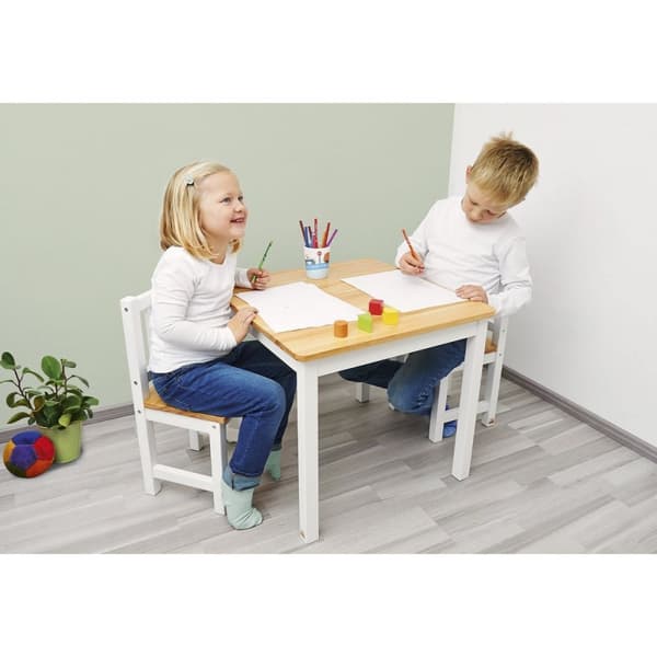 Rootz Fenna Lasten pöytä - Lasten taulukko - Solid Wood Table - Kestävä suunnittelu - 56,5 cm x 56,5 cm x 50,5 cm
