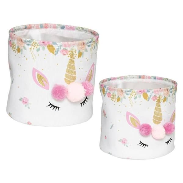 Unicorn förvaringslådor - Set om 2 - Polyester och Eva-skum - Vit