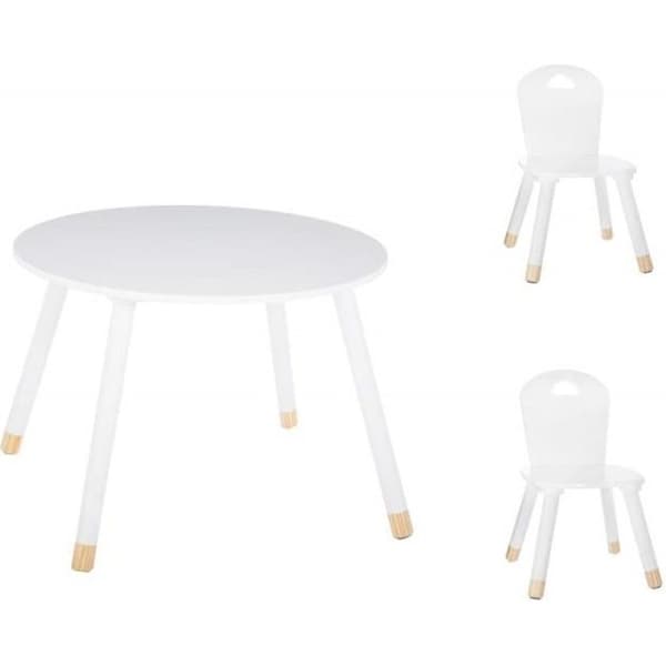 Set bordduk vit + 2 vita stolar Atmosphera