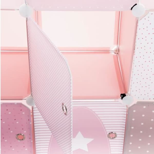 Förvaring slottsrosa för barn - ATMOSPHERA FOR KIDS - L. 94,5 x b. 109 x H. 32 cm - 10 förvaringslådor