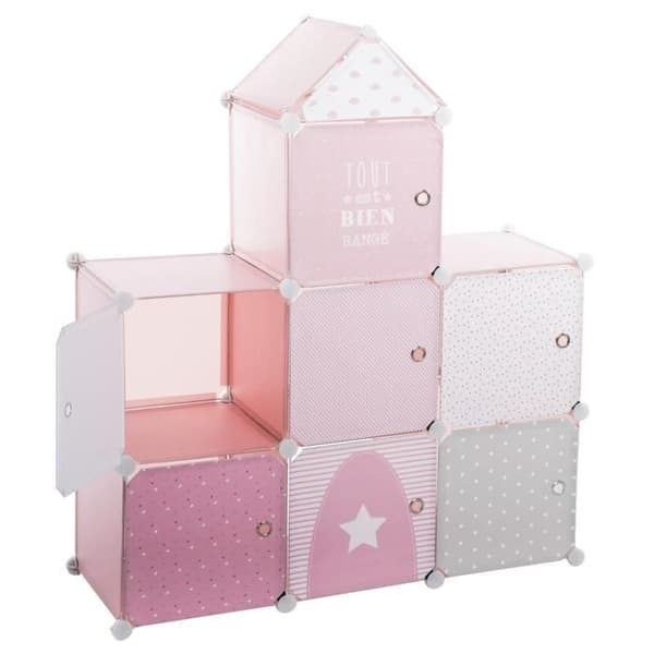 Förvaring slottsrosa för barn - ATMOSPHERA FOR KIDS - L. 94,5 x b. 109 x H. 32 cm - 10 förvaringslådor