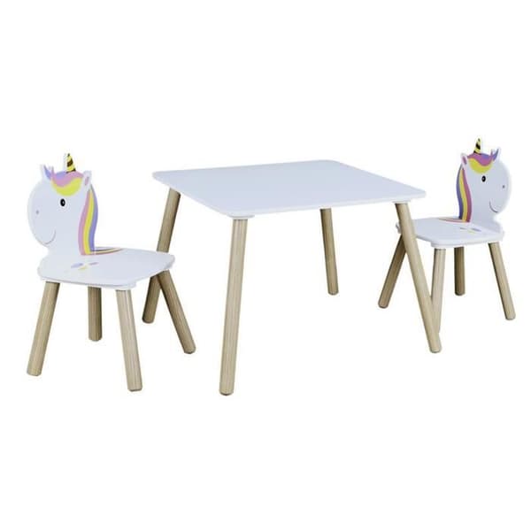 Bord och 2 stolar för barn i flerfärgad färg - 55 x 55 x 43 cm