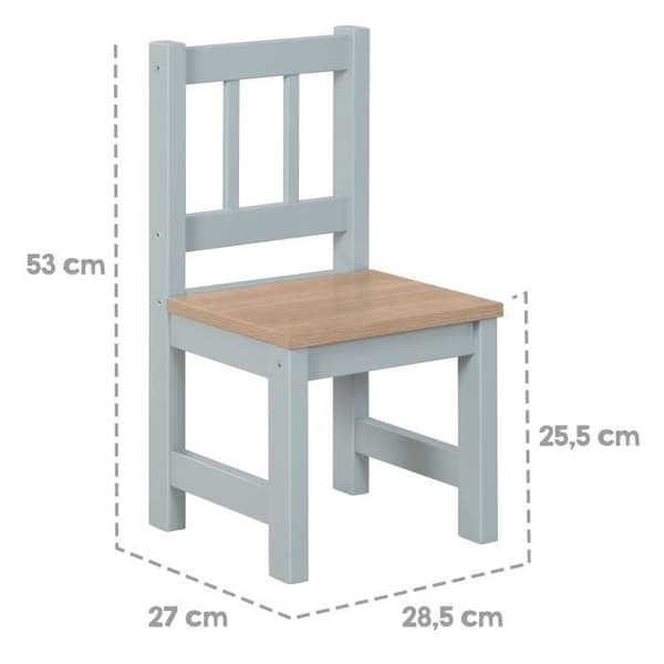 ROBA Ensemble Table + 2 Stolar Barn Woody - Spel- och Lärbord - Repur av repor - Grå / Trädekor