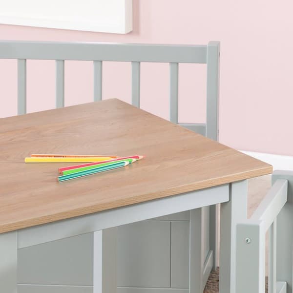 ROBA Ensemble Table + 2 Stolar Barn Woody - Spel- och Lärbord - Repur av repor - Grå / Trädekor