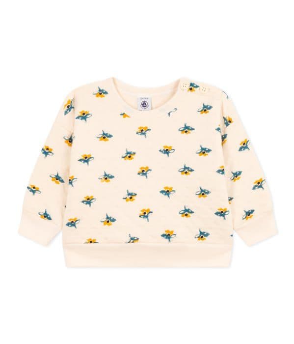 Babystol - barnsoffa Petit bateau - A08R8 - Barn sweatshirt, Vit Lavin / Flerfärgad, 6 månader