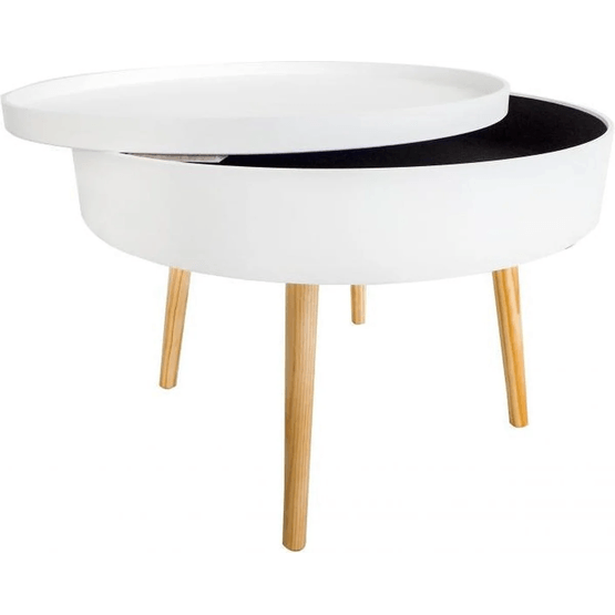Sofabord i træ med opbevaring - 60X60X40 - Hvid