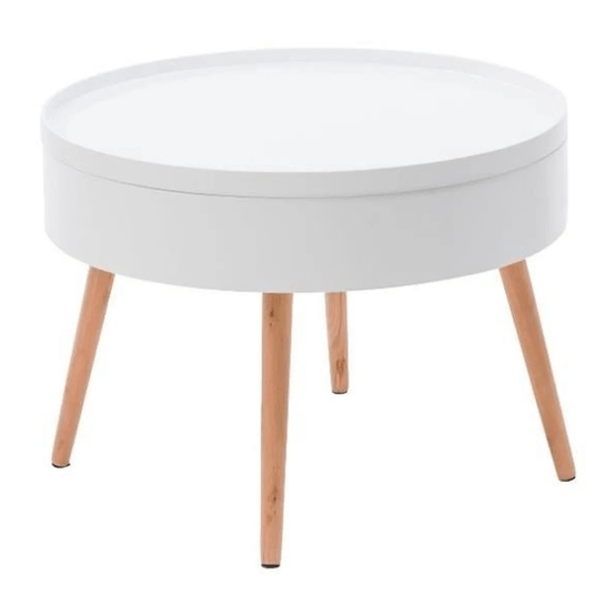 Sofabord i træ med opbevaring - 60X60X40 - Hvid