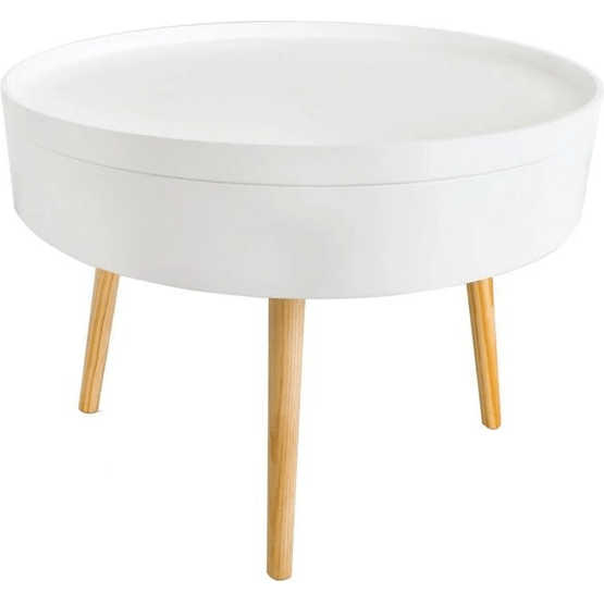 Sofabord i træ med opbevaring - 60X60X40 - Hvid