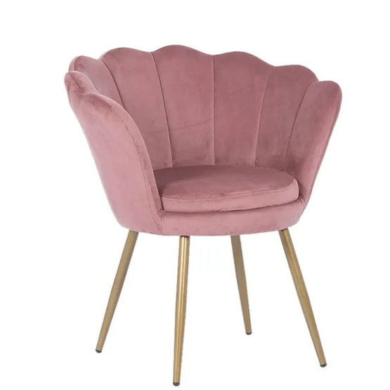 Skalstol - Fåtölj - 58X51X88 Cm - Sammet - Rosa, Guld