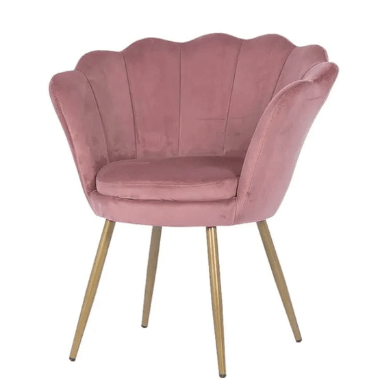 Skalstol - Fåtölj - 58X51X88 Cm - Sammet - Rosa, Guld