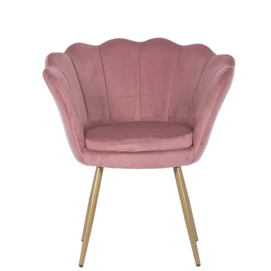 Skalstol - Fåtölj - 58X51X88 Cm - Sammet - Rosa, Guld