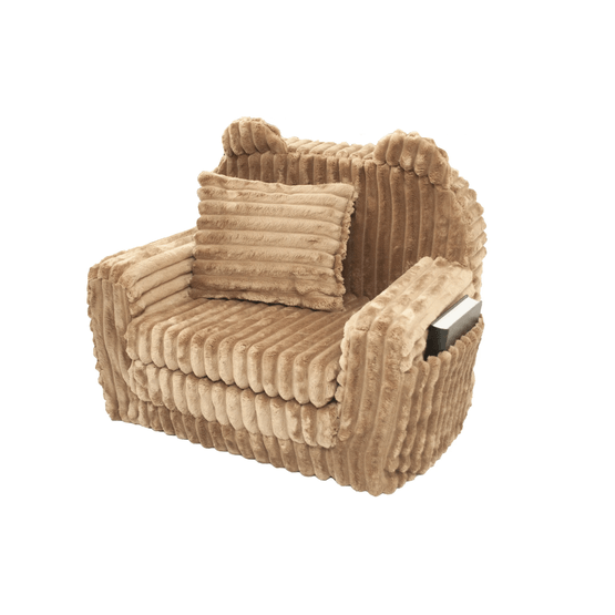Barnfåtölj - Bäddsoffa - Manchester - 51X40X41Cm - Karamell