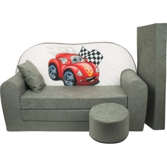 Sovesofa til børn - Gæstemadras - Sofa - 170 X 100 X 8 - Sovesofa - Grå - Biler