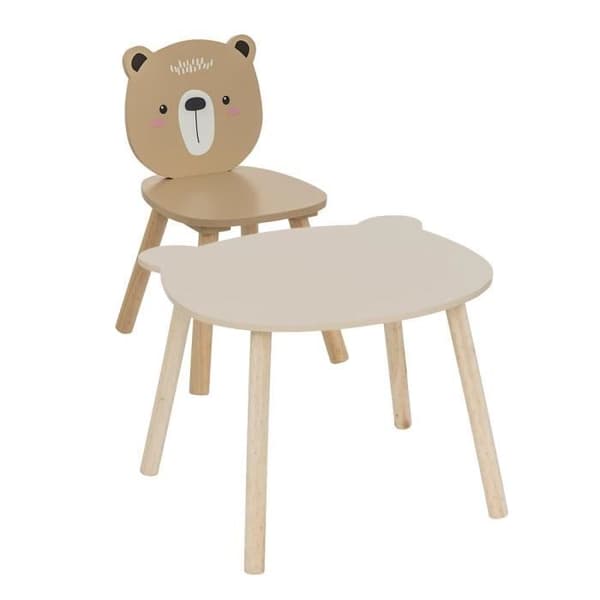 Sammansatt Barnbord med Barnstol Ourson Marron Atmosphera For Kids