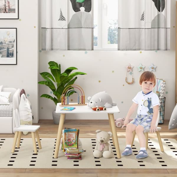Rootz Børnebord og 2 stolesæt - Børnemøbler - Playroom Set - Rumbesparende design - 60x60x44cm