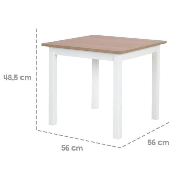 ROBA Ensemble Bord + 2 Barnstolar Woody - Spel- och Lärbord - Repellerande mot repor - Vit / Trädekoration