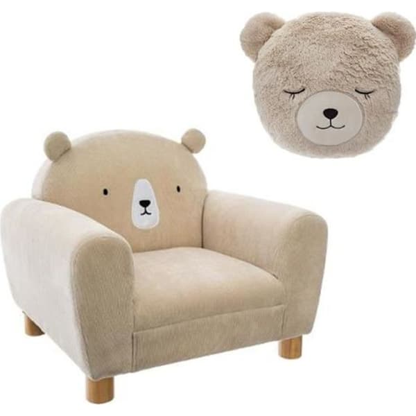 Paket: Barnstol björn beige + Rund kudde björn beige