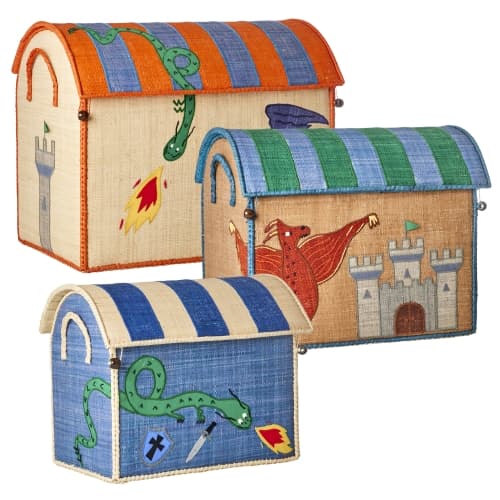 Rice - Raffia Toy Baskets - Dragon Theme - Set of 3