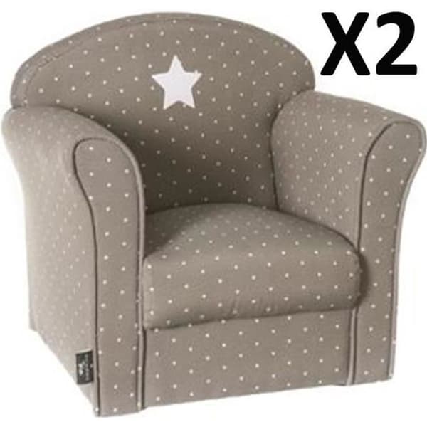 Set med 2 klassiska barnfåtöljer i taupe, L 50 x P 39 x H 44 cm