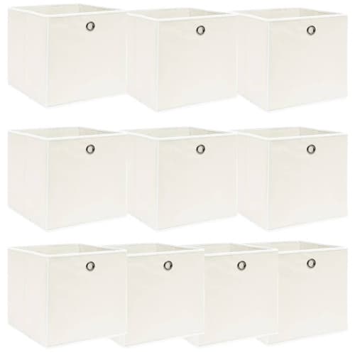Förvaringslådor 10 st vit 32x32x32 cm tyg
