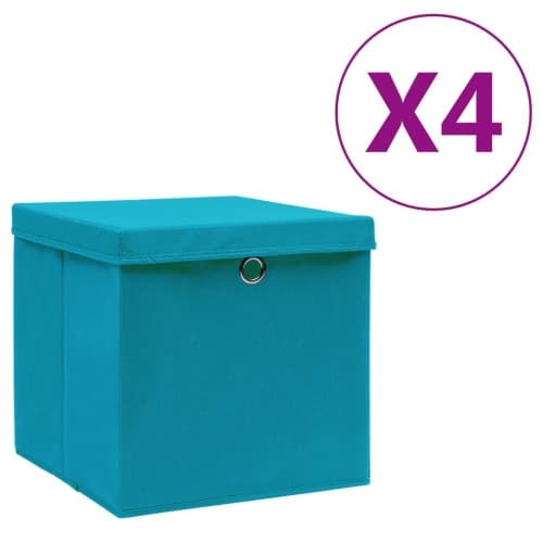 Förvaringslådor med lock 4 st 28x28x28 cm babyblå