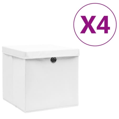 Förvaringslådor med lock 4 st 28x28x28 cm vit