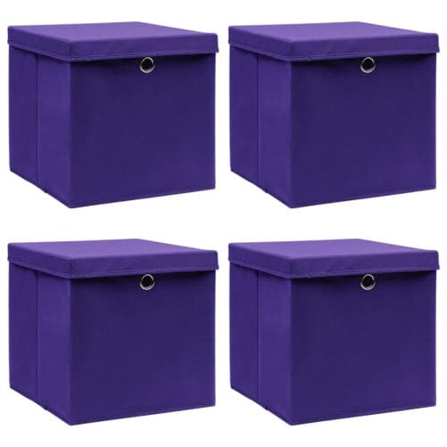 Förvaringslådor med lock 4 st 28x28x28 cm lila