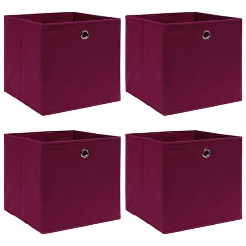 Förvaringslådor 4 st mörkröd 32x32x32 cm tyg