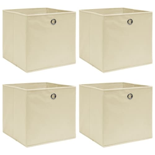 Förvaringslådor 4 st gräddvit 32x32x32 cm tyg