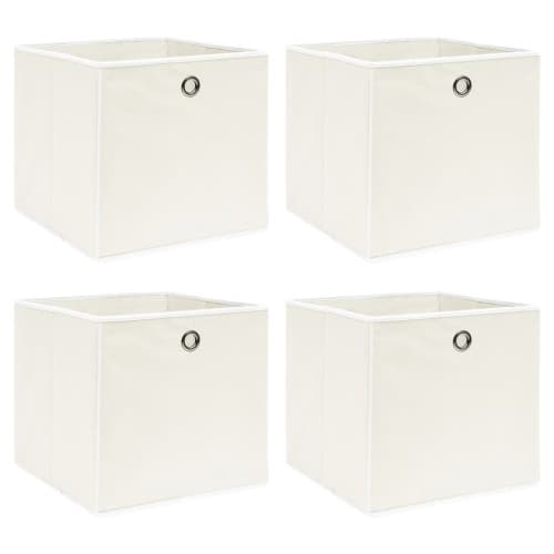 Förvaringslådor 4 st vit 32x32x32 cm tyg