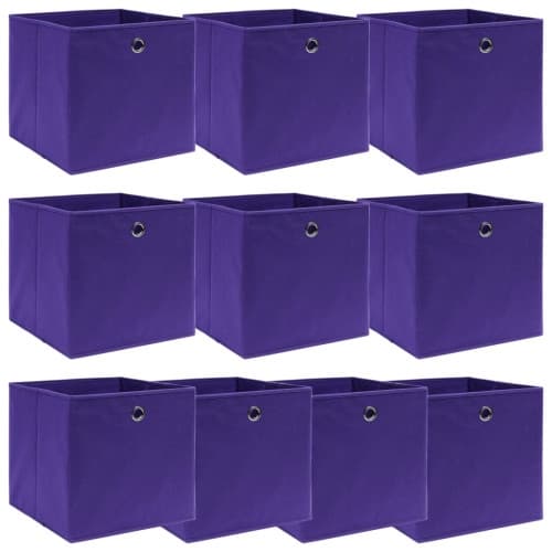 Förvaringslådor 10 st lila 32x32x32 cm tyg