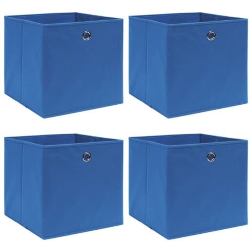 Förvaringslådor 4 st blå 32x32x32 cm tyg