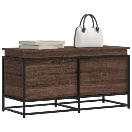 Förvaringslåda med lock brun ek 100x40x51,5 cm konstruerat trä