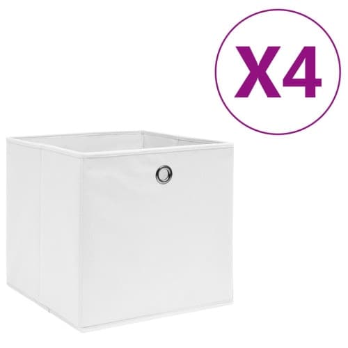 Förvaringslådor 4 st non-woven tyg 28x28x28 cm vit