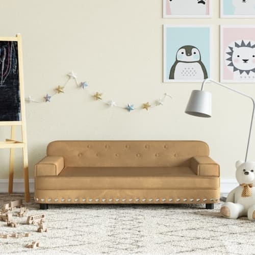 Barnsoffa brun 90x53x30 cm sammet
