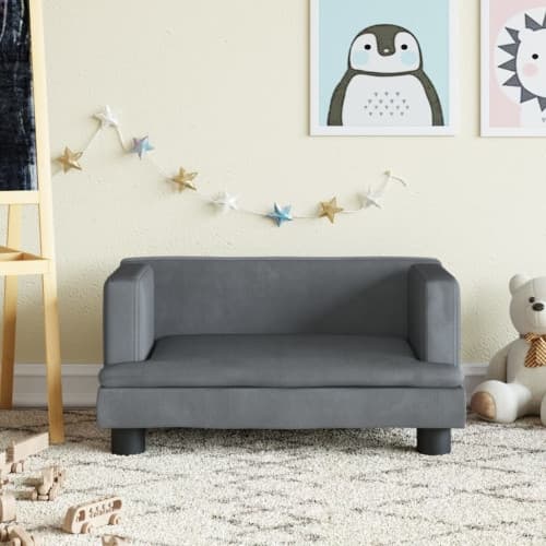 Barnsoffa mörkgrå 60x40x30 cm sammet